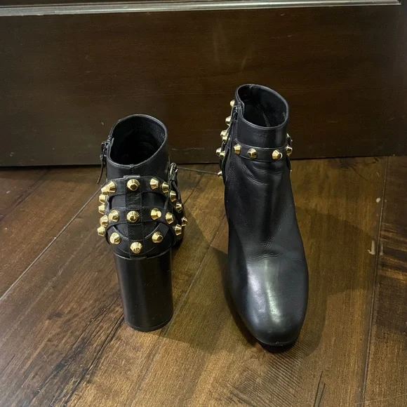 Balenciaga Black Ankle Boots with Gold Accents - Picture 2 of 5